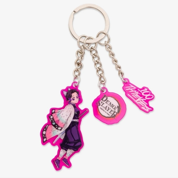 DEMON SLAYER X 100 THEIVES Sanemi Shinazugawa Keychain PINK - New - Picture 1 of 2